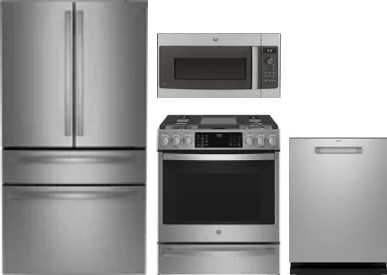 4 Piece Package Includes Refrigerator, Range, Microwave And Dishwasher